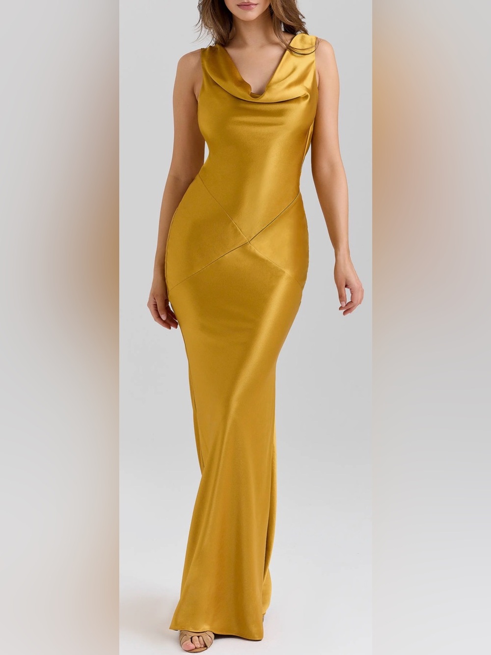 NEW HOUSE OF CB Safaira Cowl Neck Satin Gown SZ L